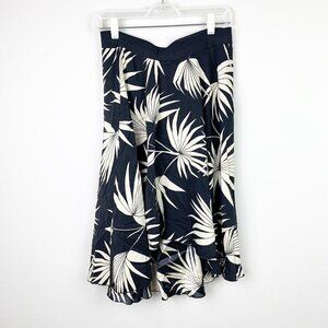 Tommy Bahama Skirt Womens Small Black 100% Silk Palm Pull On High Low Flowy